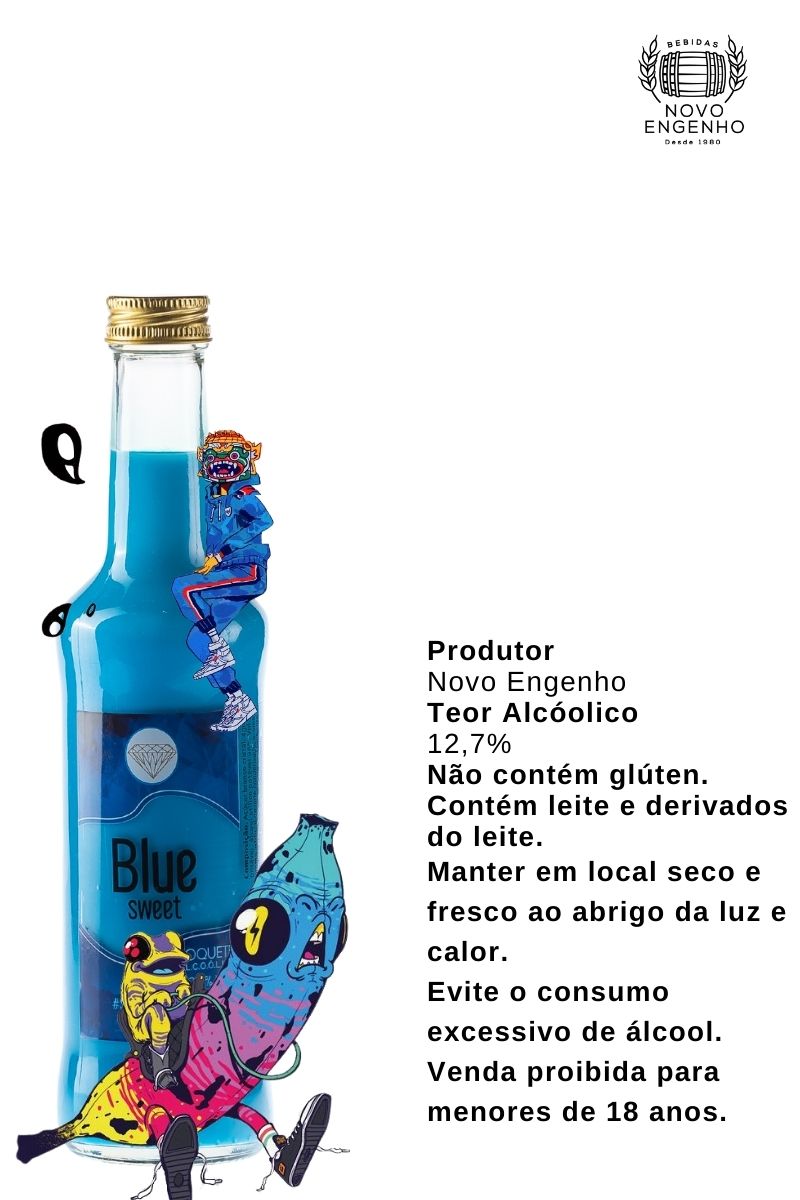 Coquetel Alcoólico Pinga Azul Original Drink Blue Sweet 275ml - 6Un