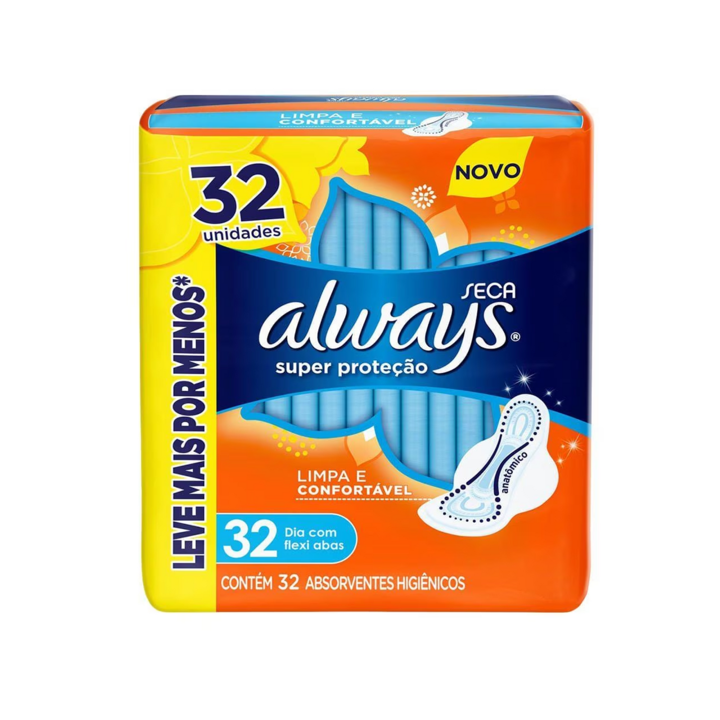 Absorvente Always Super Proteção Cobertura Seca Com Abas - 32 Unidades