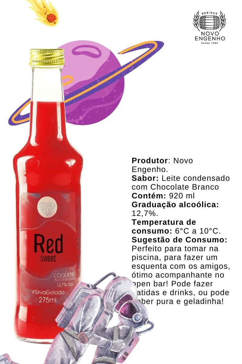 Coquetel Alcoólico Pinga Vermelha Drink Red Sweet 275ml