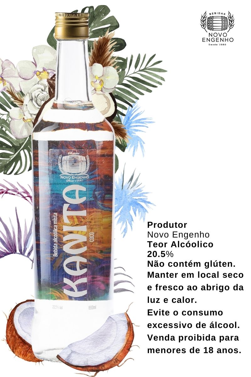 Cachaça Kanita Aguardente Sabor Coco 690ml