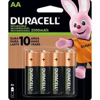 Pilha Alcalina Duracell AA Pequena Recarregável - 4 Unidades