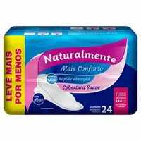 Absorvente Naturalmente Mais Conforto Cobertura Suave Com Abas - 24 Unidades