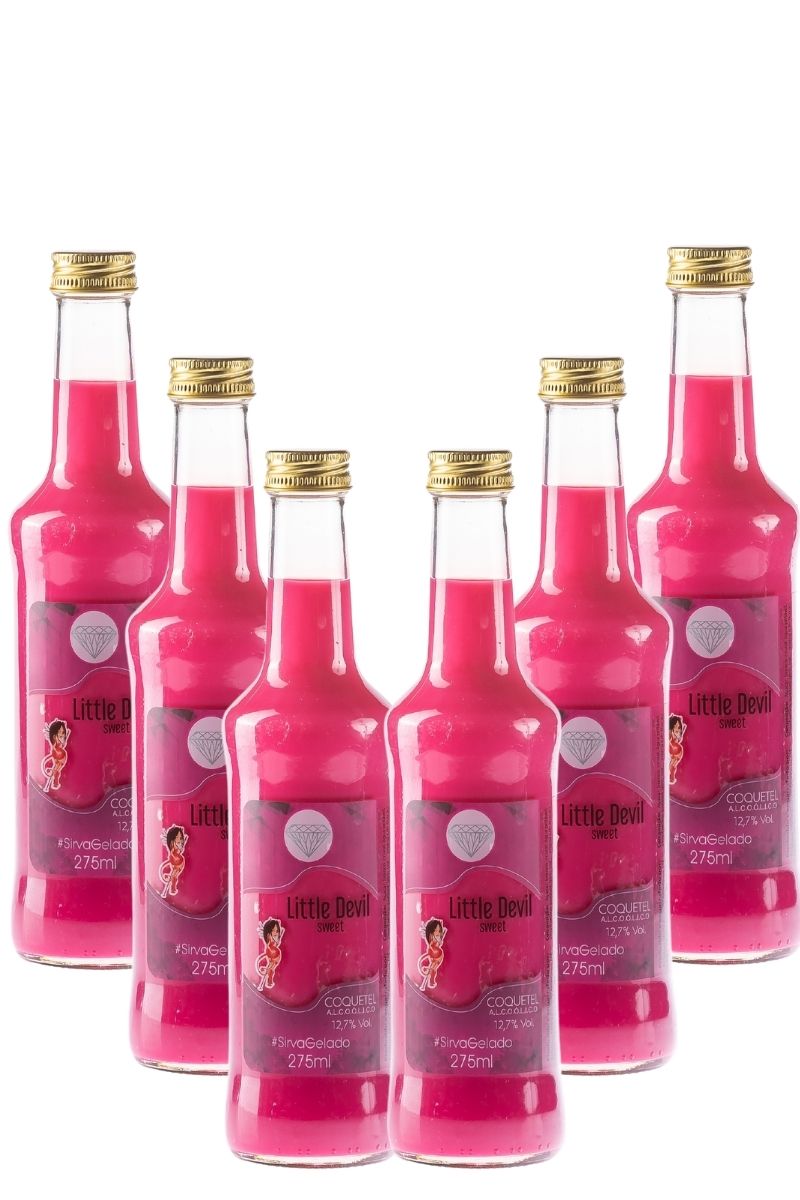 Garrafas Coquetel Alcoólico Pinga Rosa Drink Little Devil Sweet 275ml - 6Un