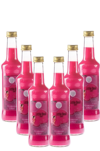 Garrafas Coquetel Alcoólico Pinga Rosa Drink Little Devil Sweet 275ml - 6Un