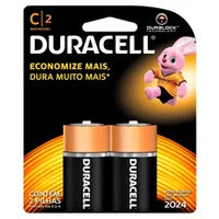 Pilha Alcalina Duracell C Média - 2 Unidades