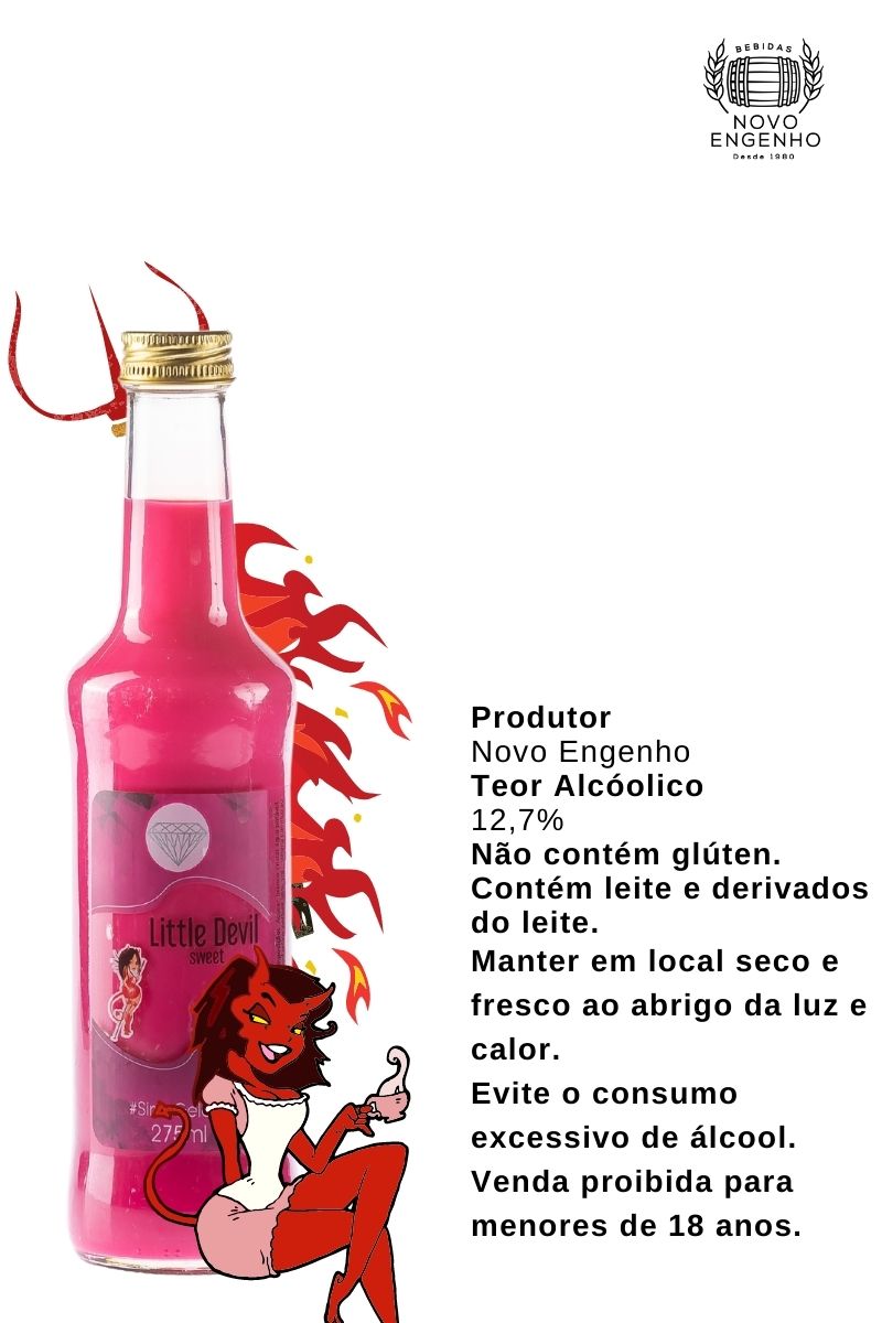 Garrafas Coquetel Alcoólico Pinga Rosa Drink Little Devil Sweet 275ml - 6Un