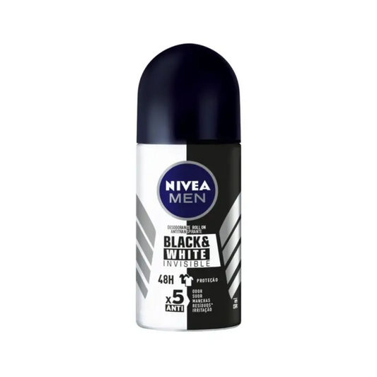 Desodorante Roll On Nivea Black & White Invisible Masculino 50ml