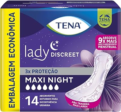 Absorvente Incontinência Urinária Tena Lady Maxi Night Noturno - 14 Unidades