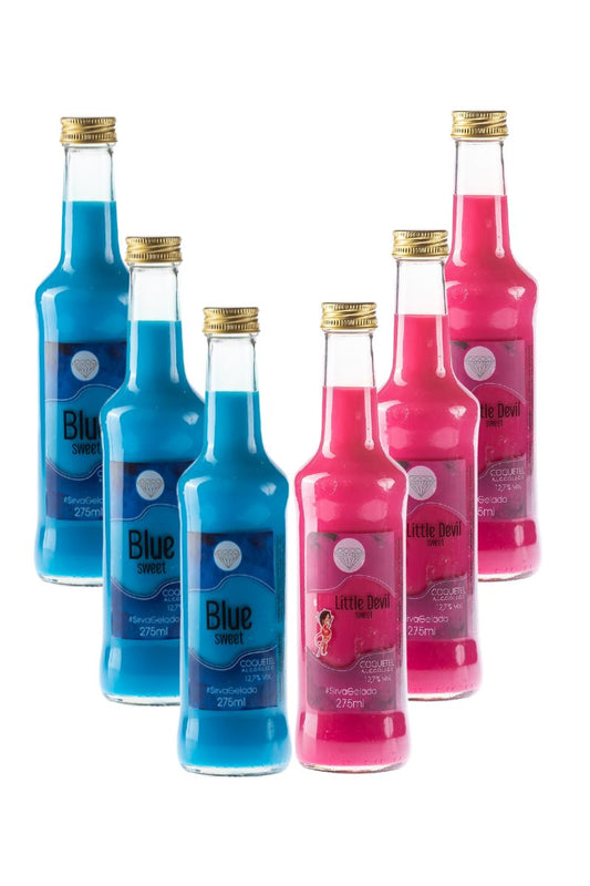 Coquetel Alcoólico 3Un Pinga Azul e 3Un Rosa Original Drink Blue Sweet 275ml - 6un