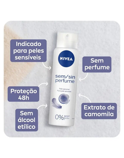Desodorante Aerossol Feminino Nivea Woman Sem Perfume Pele Senvível 150ml