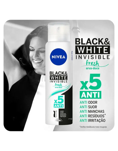 Desodorante Aerossol Feminino Nivea Woman Invisible Black & White Fresh 150ml